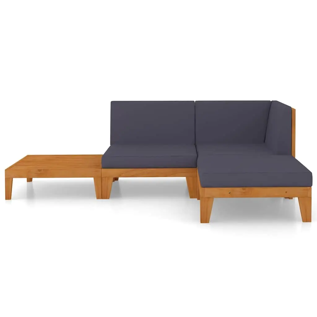 4 Piece Garden Lounge Set with Grey Cushions