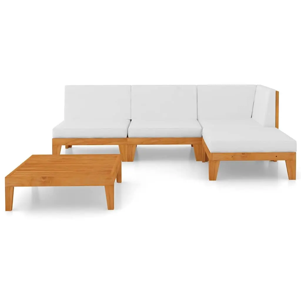 5 Piece Garden Lounge Set Outdoor Furniture Acacia Wood White