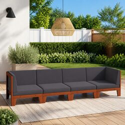Garden Lounge Set 4 Piece Outdoor Furniture Grey Acacia Wood with Cushions