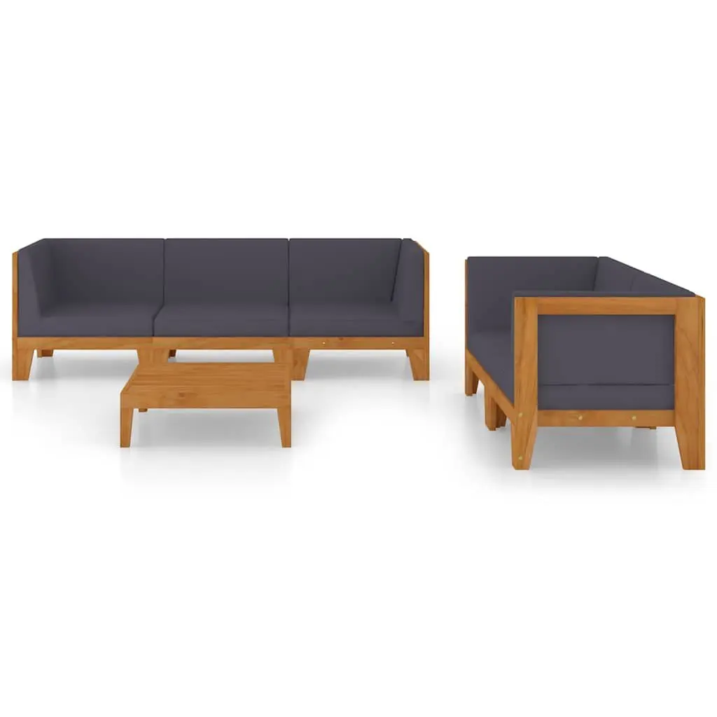 Garden Lounge Set 6 Piece Outdoor Furniture Grey Cushions Acacia Wood