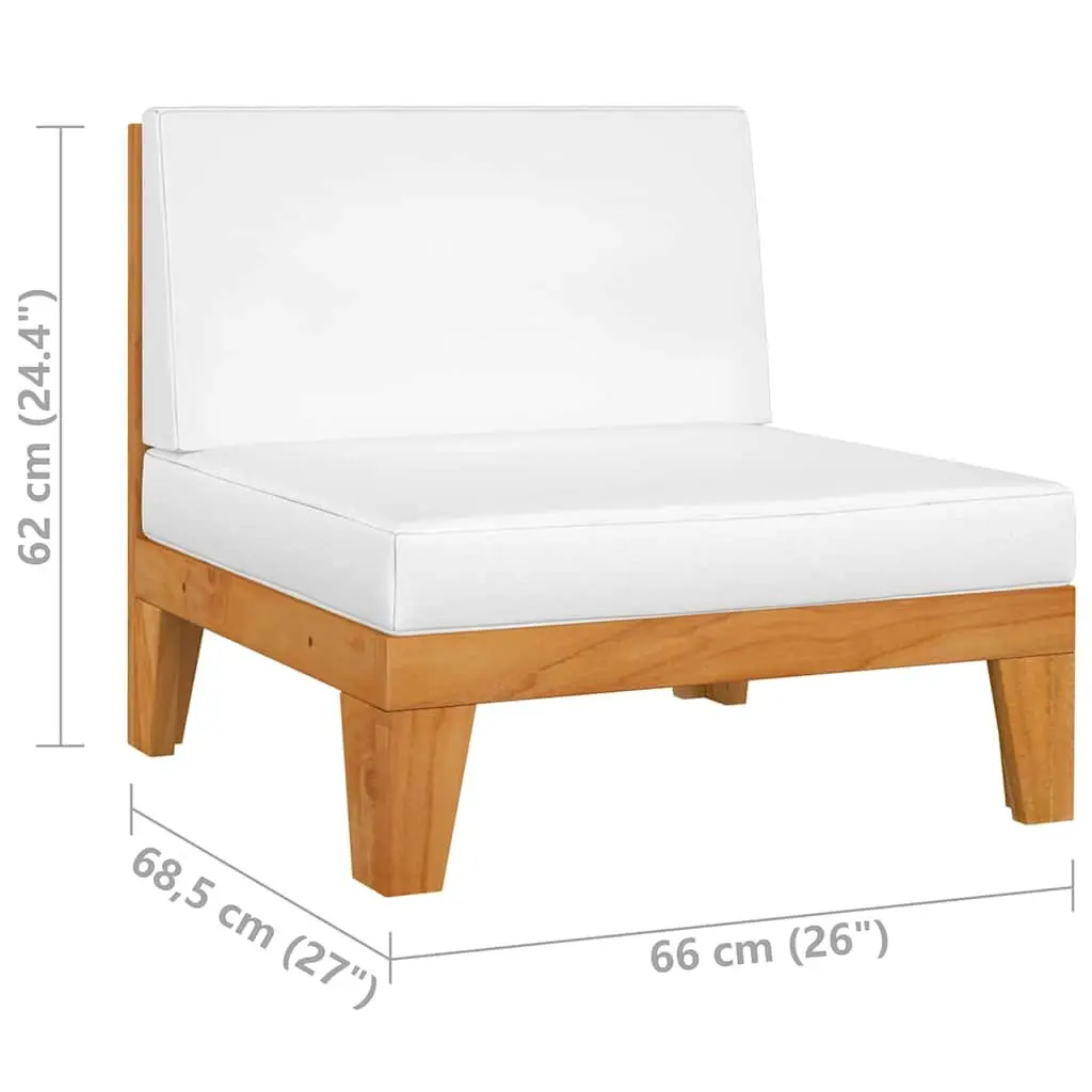 9 Piece Outdoor Lounge Set Modular Garden Furniture White Acacia Wood with Cushions