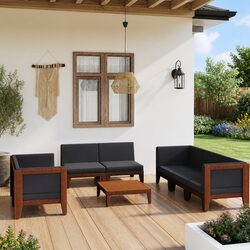Comfortable 9 Piece Garden Lounge Set in Grey Acacia