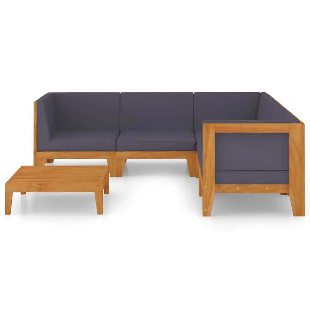Garden Lounge Set Outdoor Furniture 6 Piece Grey Acacia Wood with Cushions