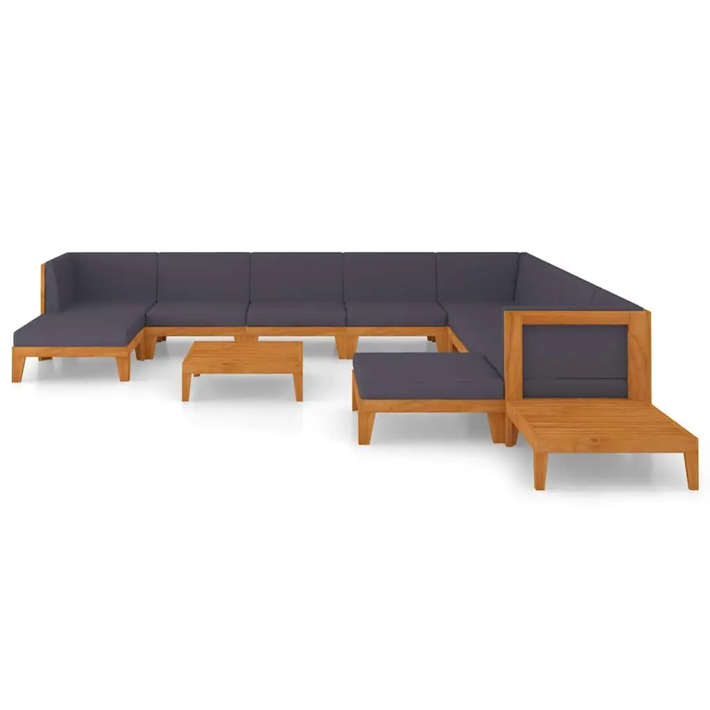 Garden Lounge Set 12 Piece Outdoor Furniture Cushions Solid Wood Grey