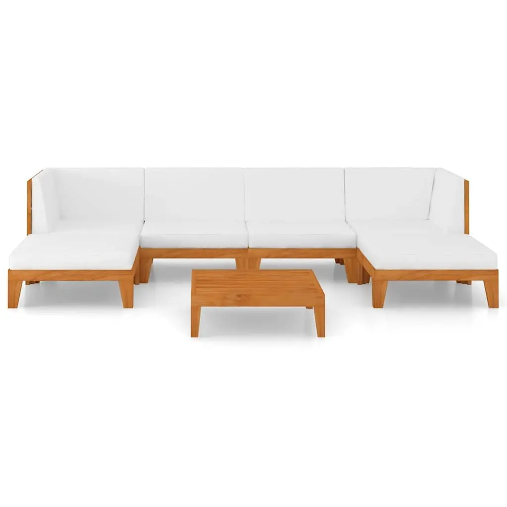 Garden Lounge Set 7 Piece Outdoor Furniture Cushions Solid Acacia Wood White