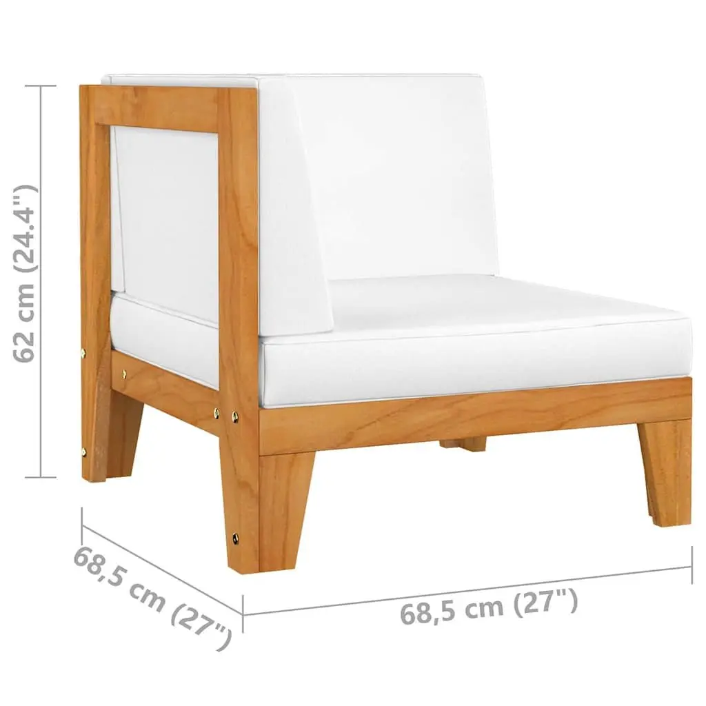 Garden Lounge Set 6 Piece Outdoor Furniture Modular Solid Wood White with Cushions