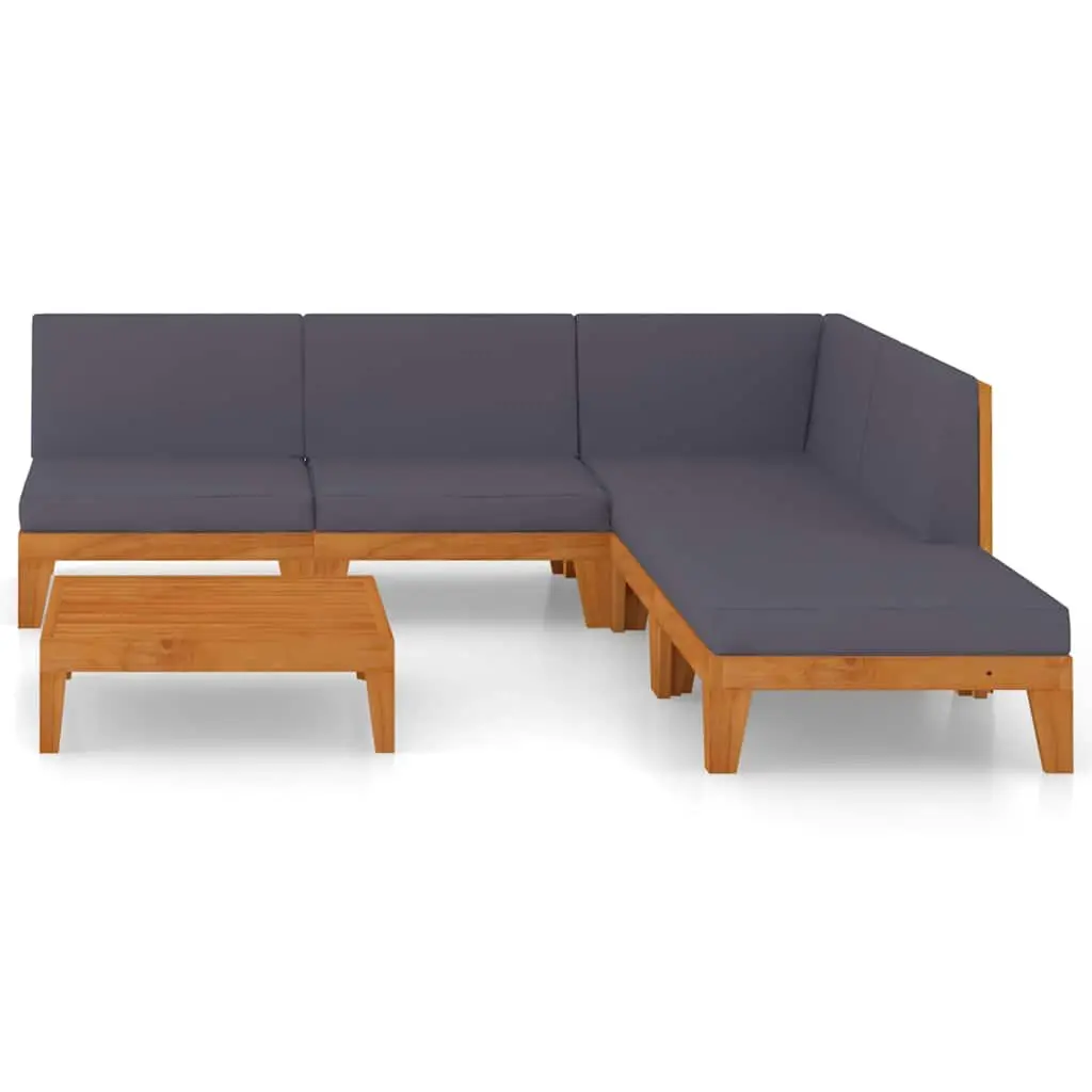 Garden Lounge Set 6 Piece Outdoor Furniture Grey Cushions Acacia Wood