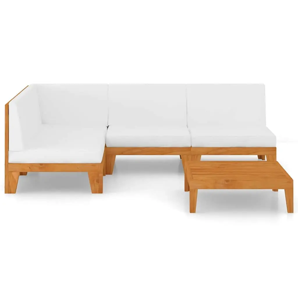 5 Piece Garden Lounge Set Outdoor Furniture Cushions Solid Wood White