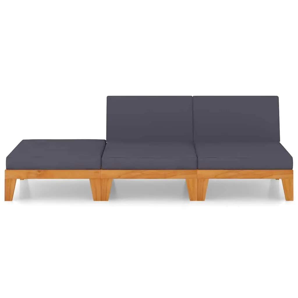 Garden Lounge Set Outdoor Furniture 3 Piece Solid Acacia Wood Grey