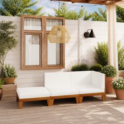 Outdoor Garden Lounge Set 3 Piece Modular Patio Furniture with Cushions White
