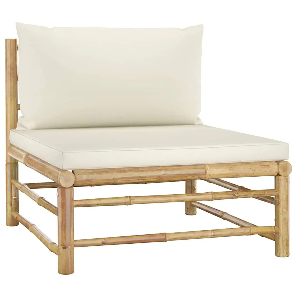 Bamboo Garden Lounge Set Outdoor Furniture Modular Patio Sofa 6 Piece Cream