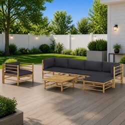 Comfortable Bamboo Lounge Set: 7 Pieces for Your Garden