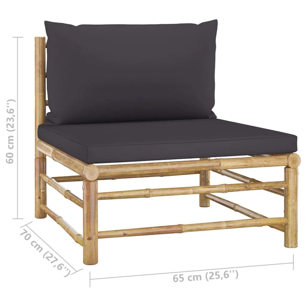Bamboo Garden Lounge Set Modular 3 Piece Grey Cushions