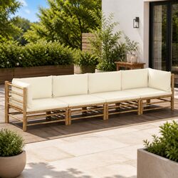 Comfortable 4-Piece Bamboo Lounge Set for Your Garden