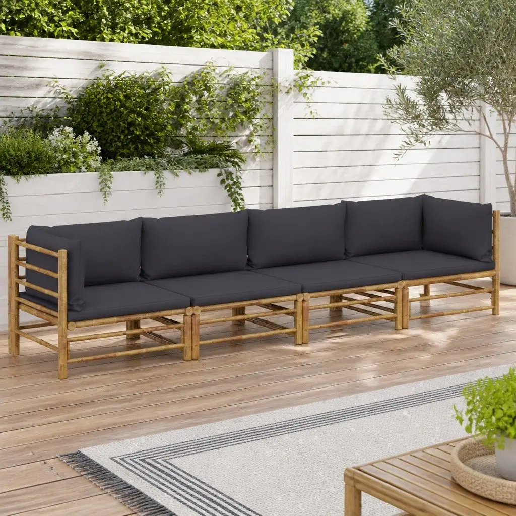 Bamboo Garden Lounge Set with Cushions