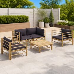 Comfortable 5 Piece Bamboo Garden Lounge Set with Value