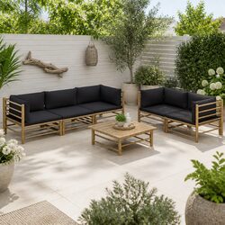 Warm and Inviting 6-Piece Bamboo Garden Lounge Set