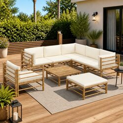 Comfort and Style: 8-Piece Modular Bamboo Lounge Set