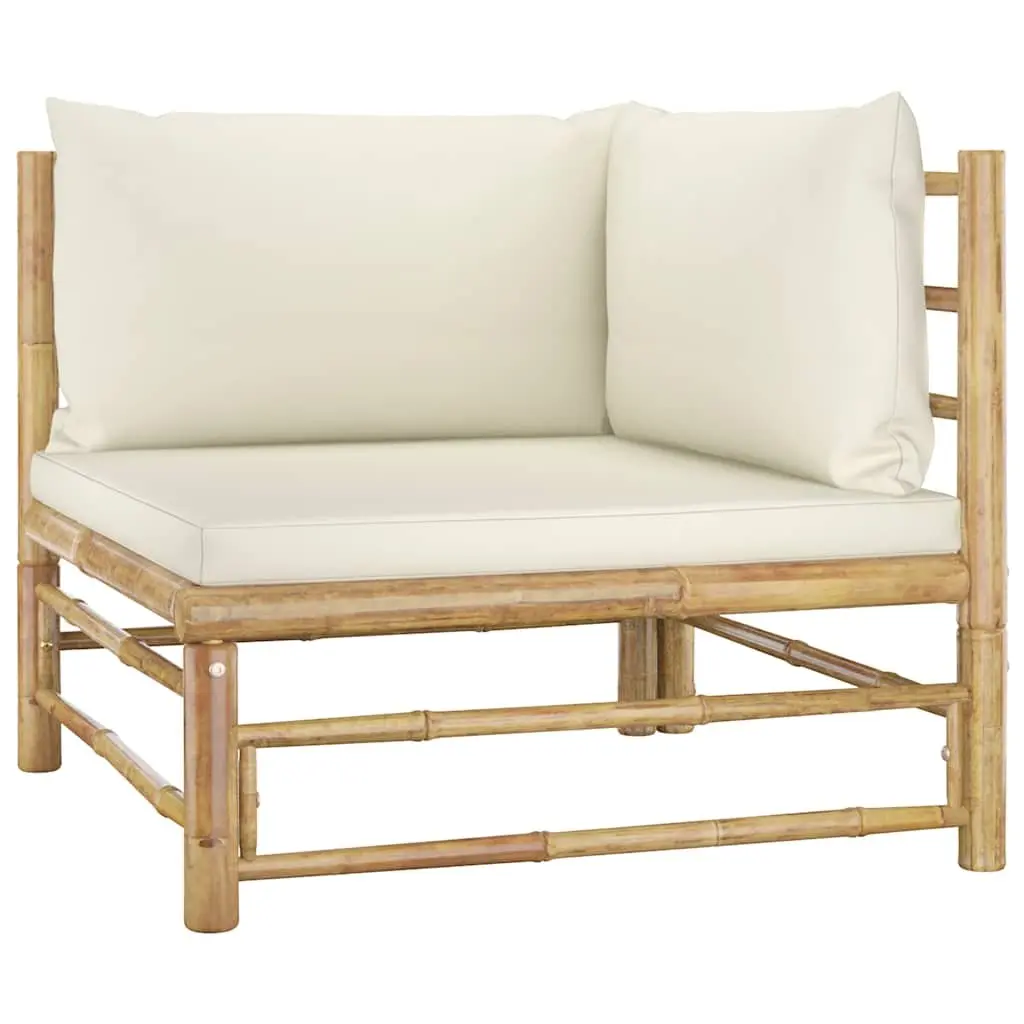 Garden Lounge Set Modular Outdoor Furniture 8 Piece Bamboo Cream Cushions