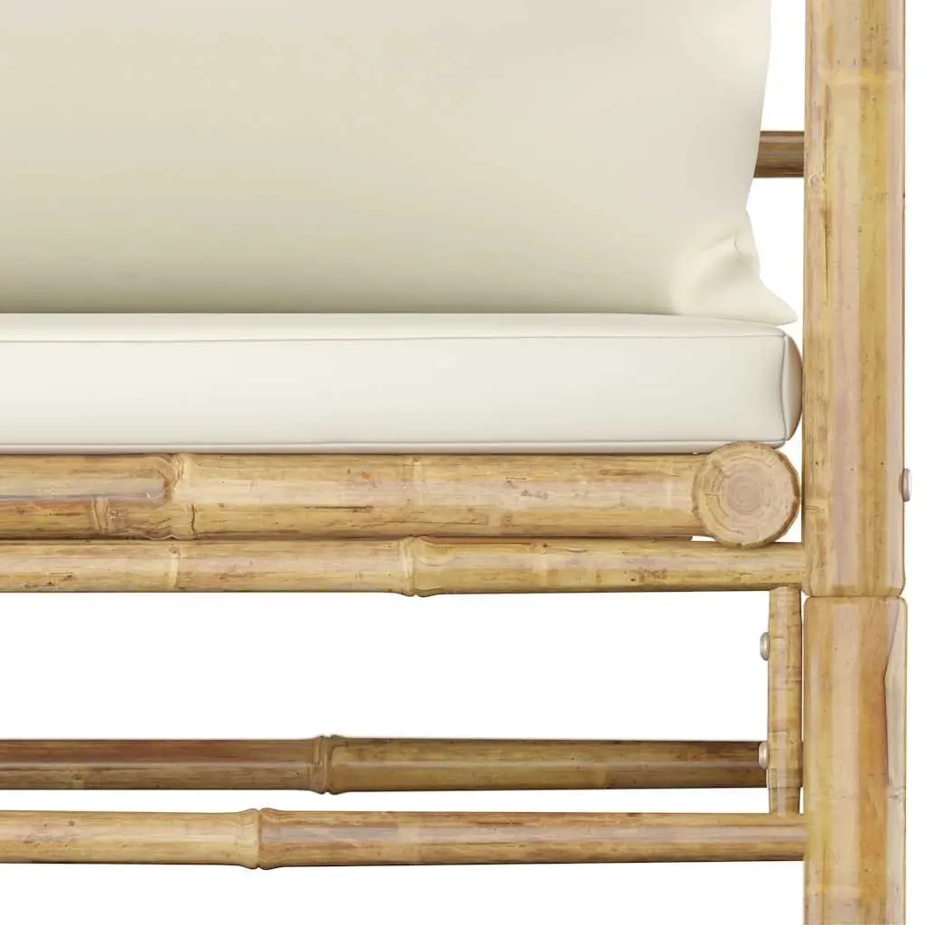Garden Lounge Set Modular Outdoor Furniture 8 Piece Bamboo Cream Cushions