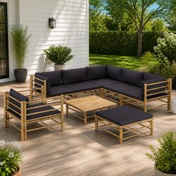 Comfortable 8-Piece Bamboo Lounge Set for Your Garden