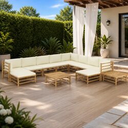 Stylish 12-Piece Bamboo Lounge Set with Comfort in Mind
