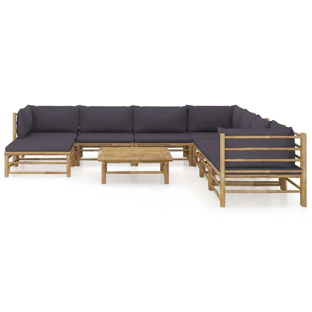 Garden Lounge Set Modular Outdoor Furniture 9 Piece Bamboo Grey