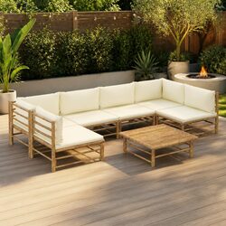 Comfortable 7 Piece Bamboo Lounge Set for Outdoor Relaxation