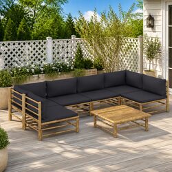 Comfortable 7-Piece Bamboo Lounge Set with Practical Features