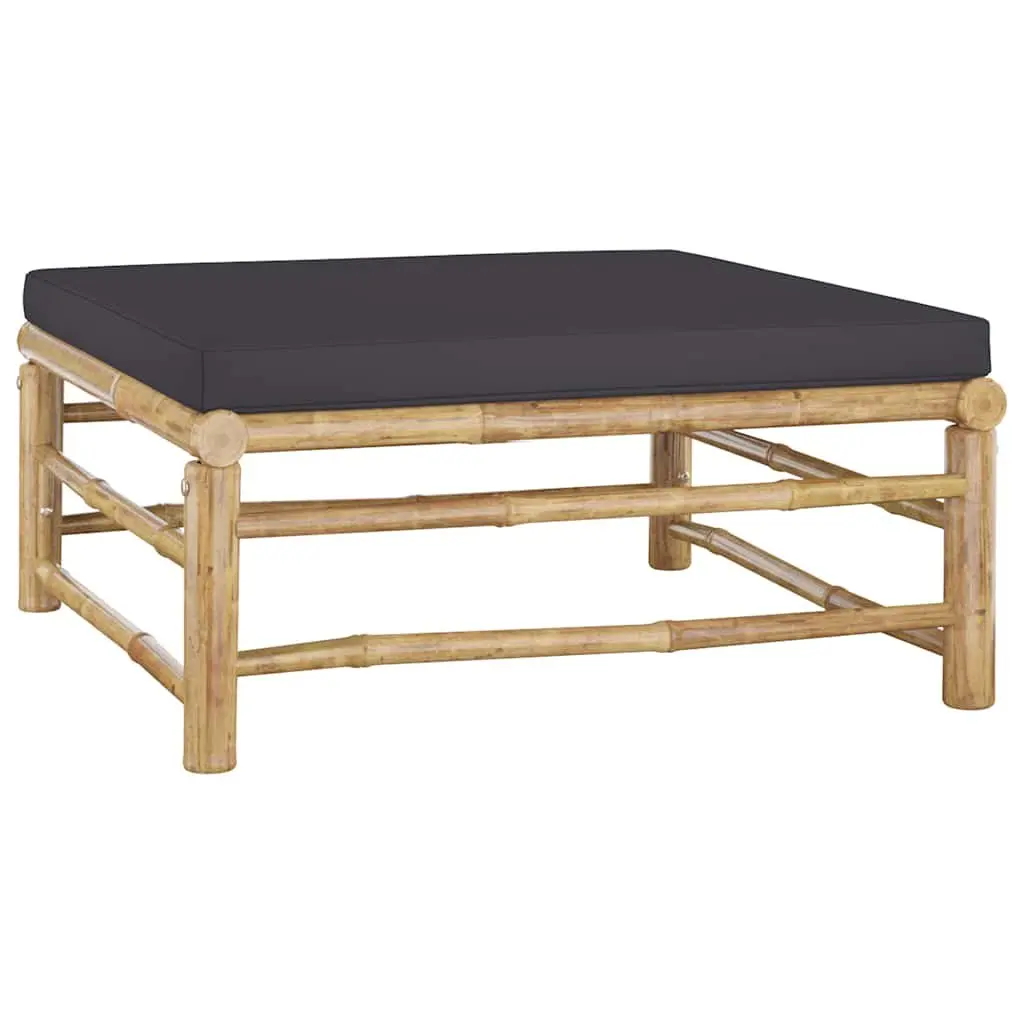Bamboo Garden Lounge Set 6 Piece Outdoor Furniture Modular Dark Grey Cushions