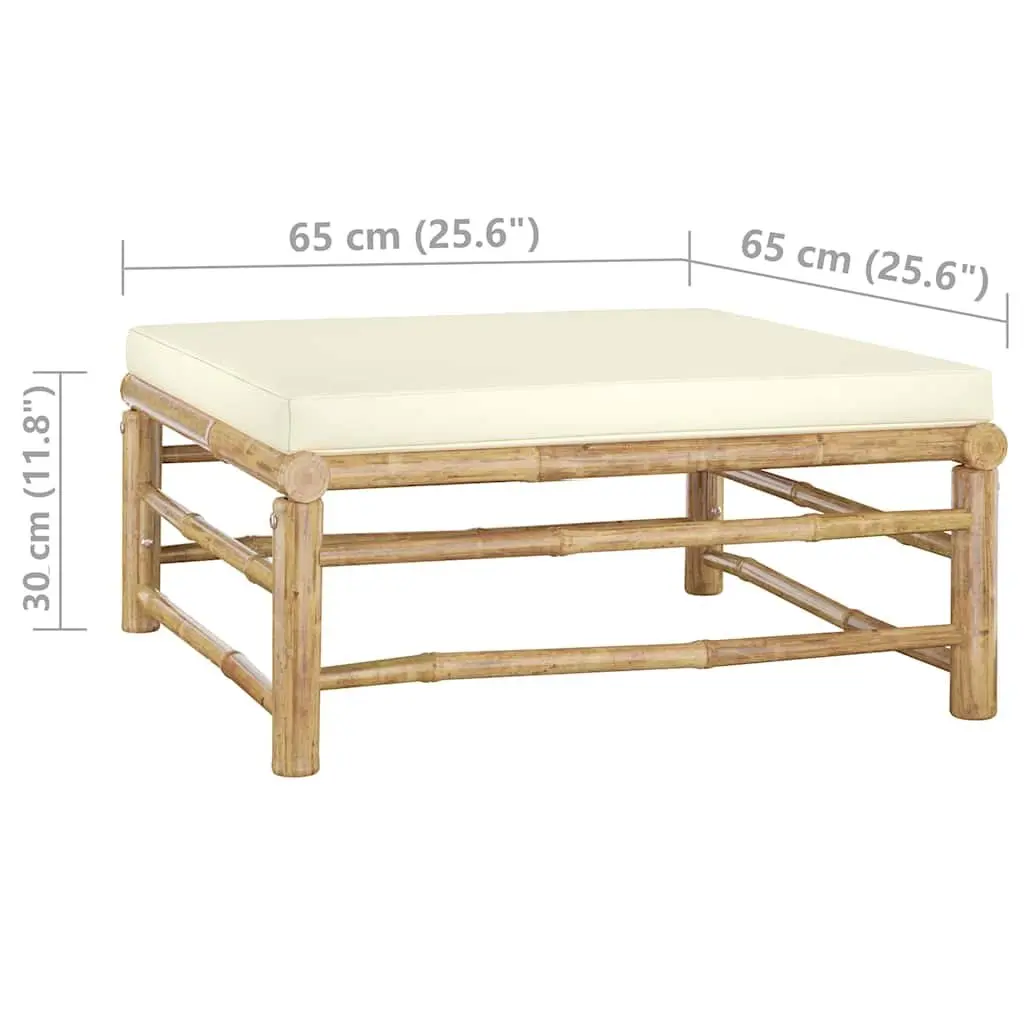 4 Piece Bamboo Garden Lounge Set Outdoor Furniture Modular Cream Cushions