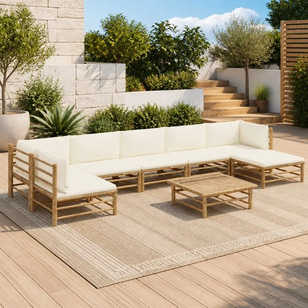 8 Piece Bamboo Lounge Set for Relaxation