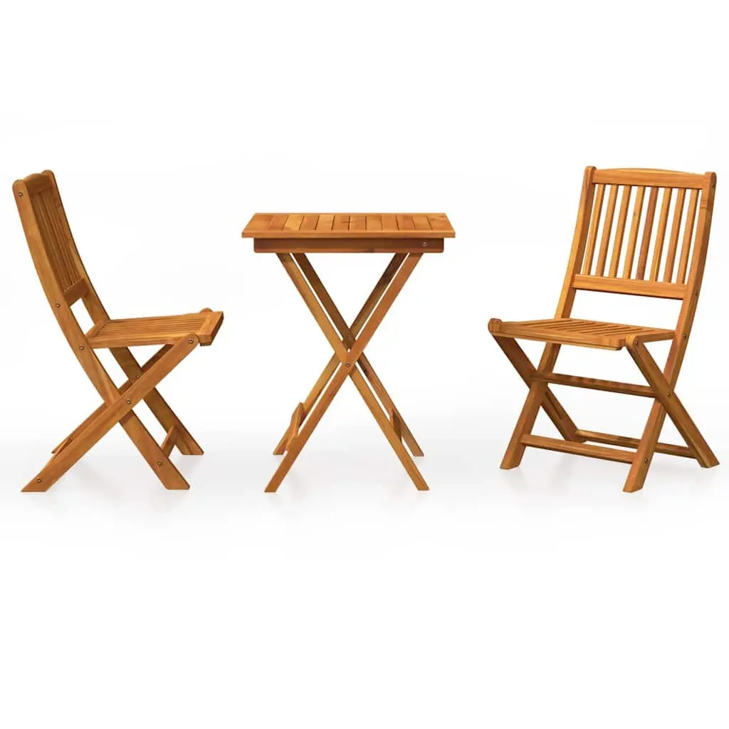 Folding Garden Dining Set Outdoor Table Chairs 3 Piece Brown Wood