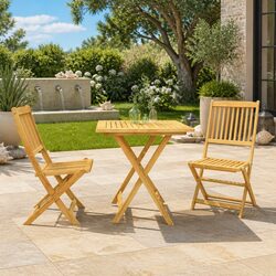 Durable Brown Acacia Folding Dining Set - 3 Pieces