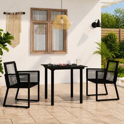 Reliable 3 Piece Black Dining Set for Your Patio