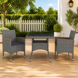 Comfortable 3-Piece Garden Dining Set with Padded Cushions