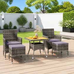 Comfortable 5 Piece Garden Dining Set - Grey
