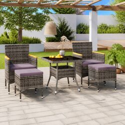 5 Piece Grey Garden Dining Set with Comfort and Quality
