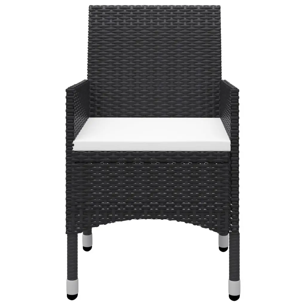 9 Piece Outdoor Dining Set Poly Rattan Acacia Wood Garden Furniture Black