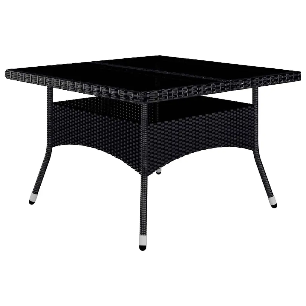 9 Piece Garden Dining Set Outdoor Furniture Poly Rattan Acacia Wood Black
