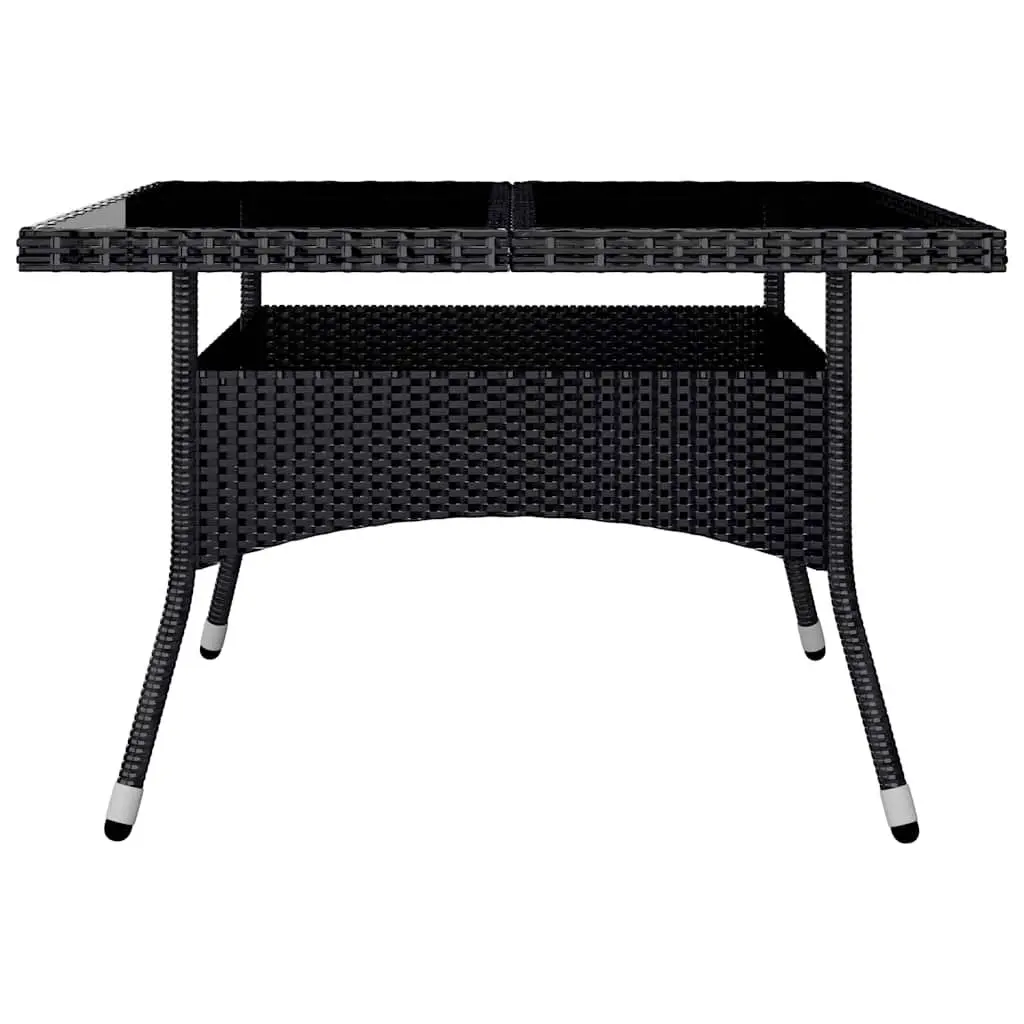 9 Piece Garden Dining Set Outdoor Furniture Poly Rattan Acacia Wood Black