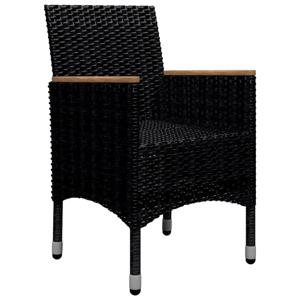 9 Piece Garden Dining Set Outdoor Furniture Poly Rattan Acacia Wood Black