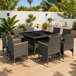 Value-Driven 9-Piece Outdoor Dining Set - Grey Rattan