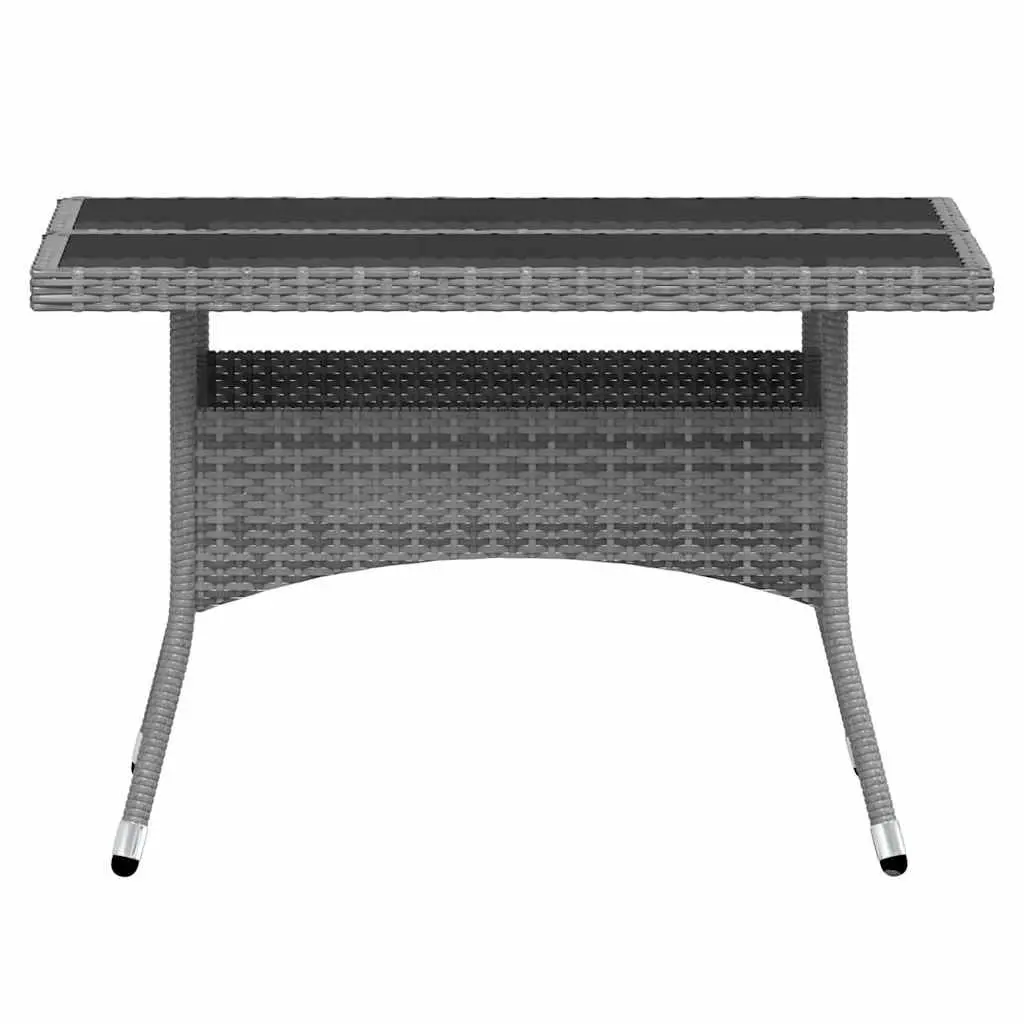 5 Piece Garden Dining Set Outdoor Dining Table Chairs Grey Poly Rattan Tempered Glass