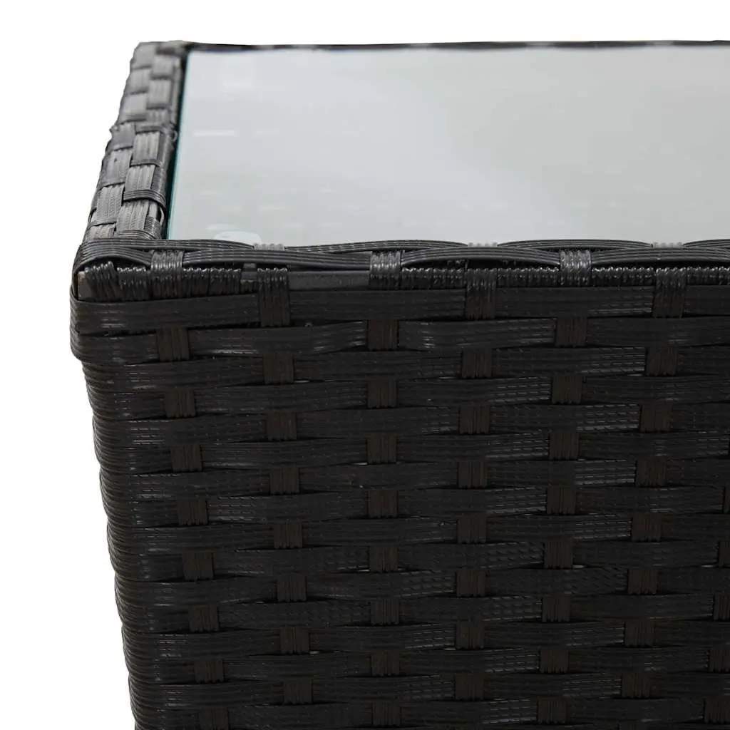 3 Piece Outdoor Bistro Set Black Poly Rattan Chairs Table Patio Garden Furniture