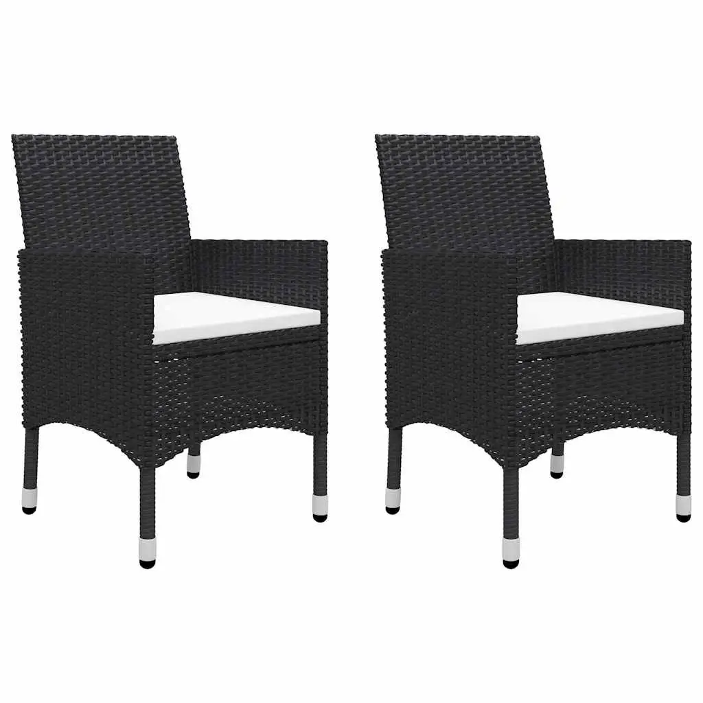 3 Piece Bistro Set Outdoor Furniture Poly Rattan Chairs Table Black