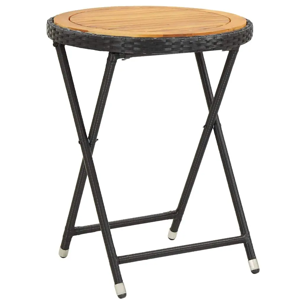 Outdoor Bistro Set 3 Piece Rattan Chairs and Table Black for Small Spaces
