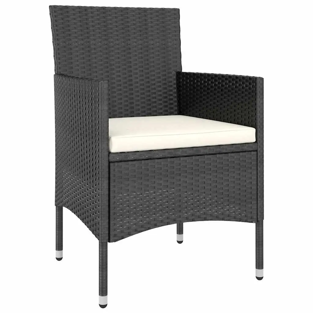 Garden Dining Set 3 Piece Outdoor Chairs Table Black Tempered Glass