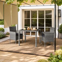Comfortable Grey 3 Piece Garden Dining Set for Enjoyable Meals