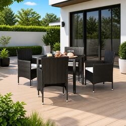 5 Piece Outdoor Dining Set Poly Rattan Chairs Table Garden Patio Furniture